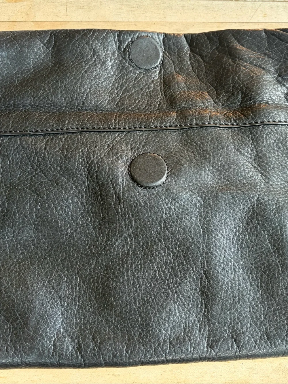 India Hicks Black Leather Fold-Over Carmen Clutch…No Tassel Clean